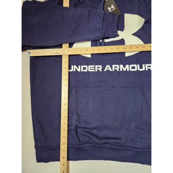 Under Armour Hoodie Men's size 2XL Rival Fleece Big Logo Navy Blue - Picture 3 of 9